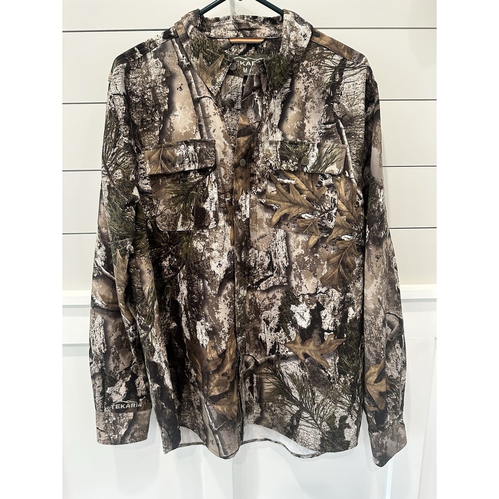 Tekari‎ Mens TrueTimber  Camo Boldrun Button-Down Hunting Shirt Sz M Lightweight